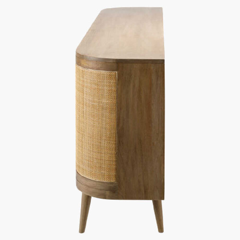 Surya Avadi Lacquered Mango Wood Sideboard With Rattan Doors, 69" (SAK34691)