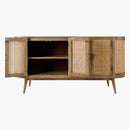 SURYA AVADI Lacquered Mango Wood Sideboard With Rattan Doors, 69" (SAK34691)