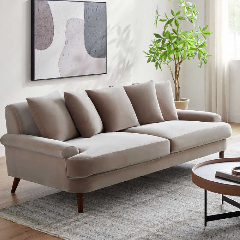 SURYA CILA Medium Gray Feather Blend Polyurethane Living Room Sofa, 87" (SAK28476)