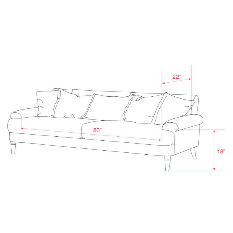 SURYA CILA Medium Gray Feather Blend Polyurethane Living Room Sofa, 87" (SAK28476)