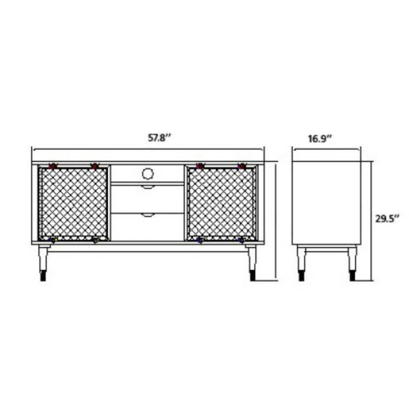 SURYA DALMA Contemporary Wood Sideboard With Slidng Doors, 58" (SAK49173)