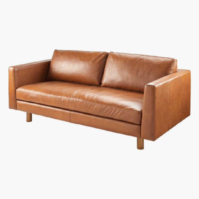 SURYA FITZ Brown Leather Living Room Sofa, 75" (SAK13795)