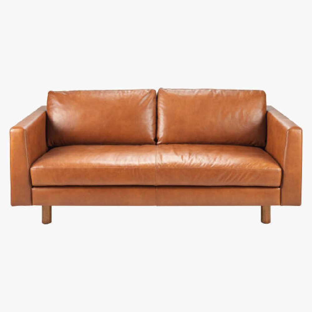 Surya Fitz Brown Leather Living Room Sofa, 75" (SAK13795)