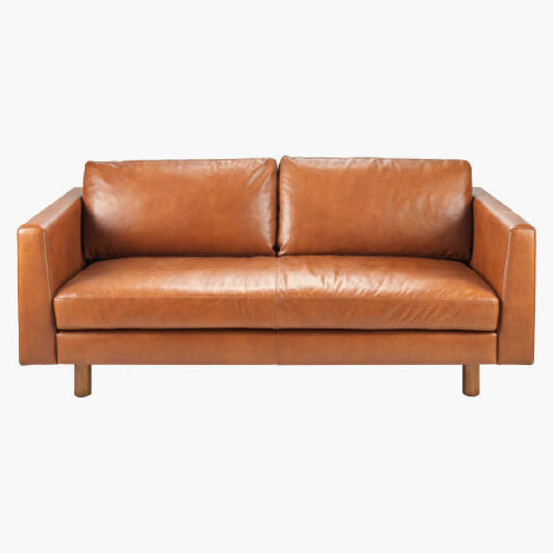 SURYA FITZ Brown Leather Living Room Sofa, 75" (SAK13795)