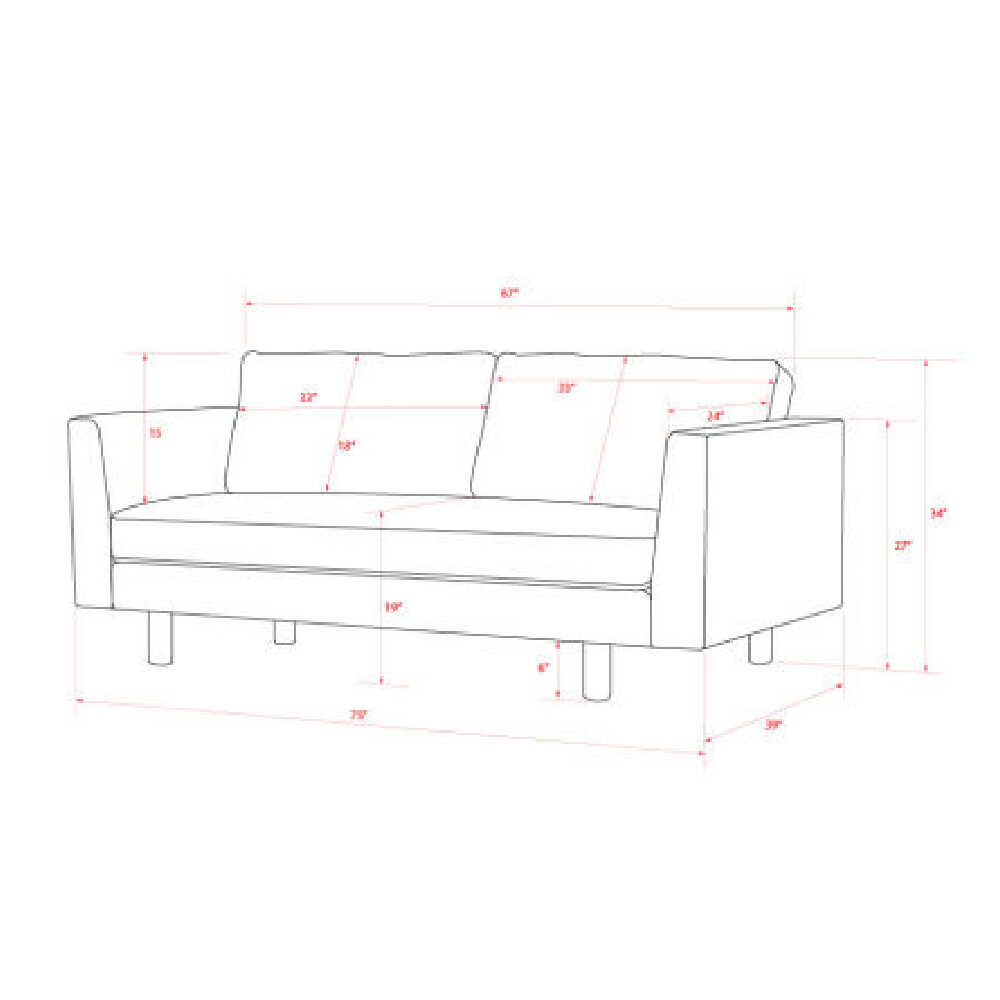 Surya Fitz Brown Leather Living Room Sofa, 75" (SAK13795)