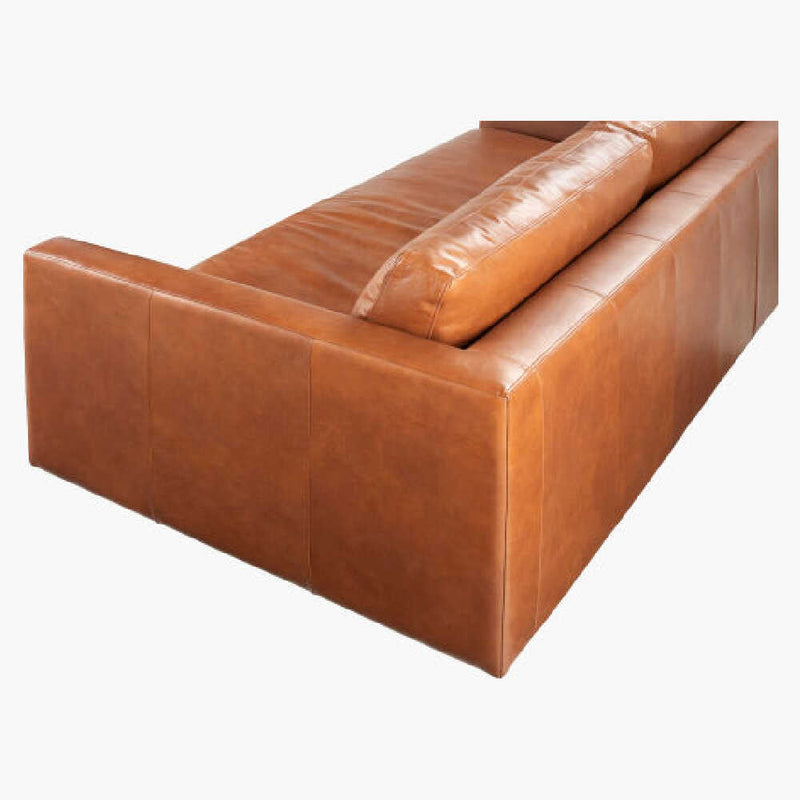 SURYA FITZ Brown Leather Living Room Sofa, 75" (SAK13795)