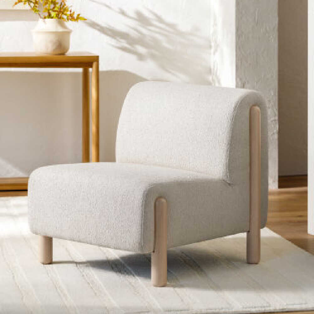 Surya Kenwood Wood Finish Accent Polyester Chair, 30" (SAK26543)