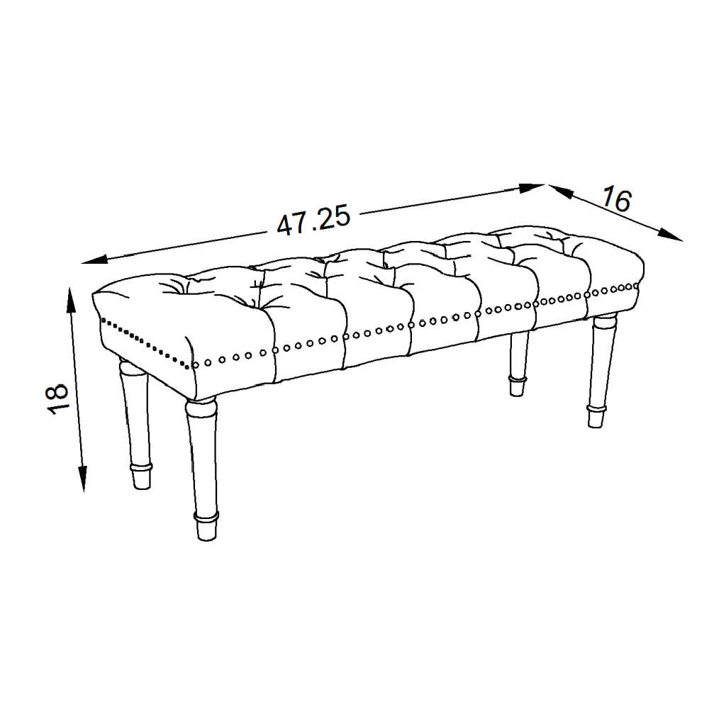 Surya Lancaster Brown Polyester Bedroom Bench, 47" (SAK73910)