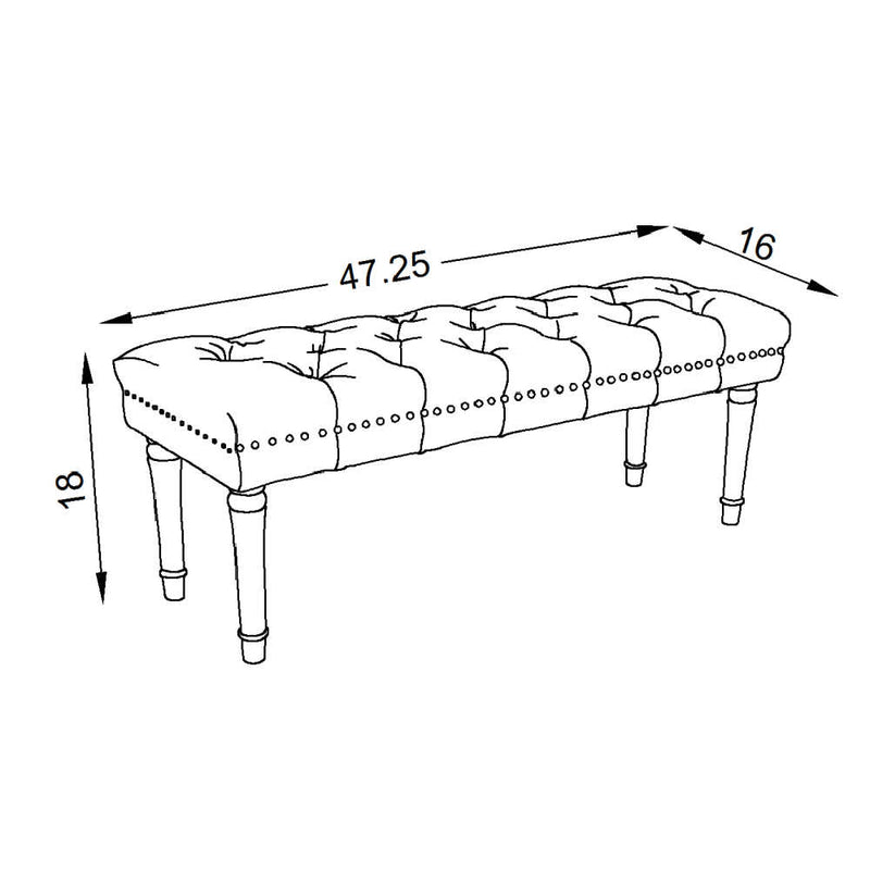 SURYA LANCASTER Brown Polyester Bedroom Bench, 47" (SAK73910)