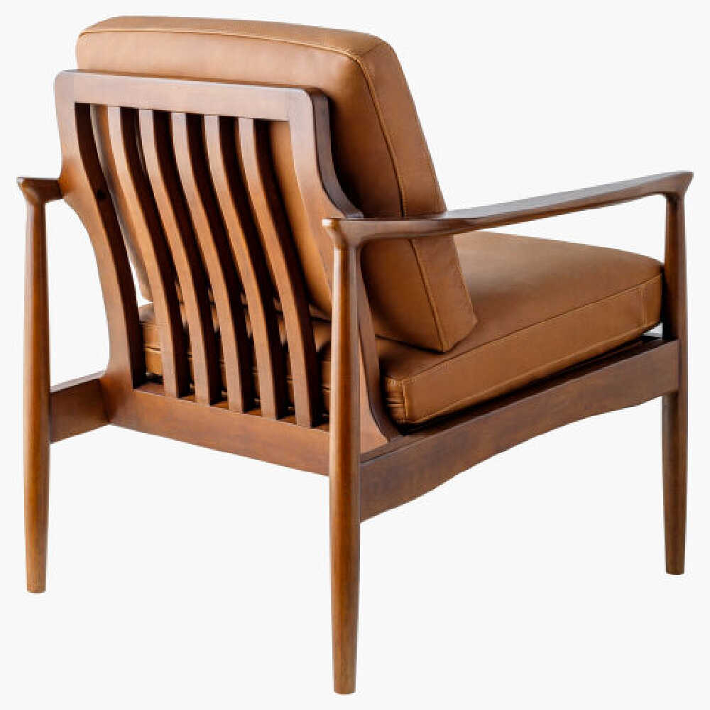 Surya Lewiston Luxury Brown Leather Accent Chair, 35" (SAK73811)