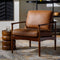 SURYA LEWISTON Luxury Brown Leather Accent Chair, 35" (SAK73811)