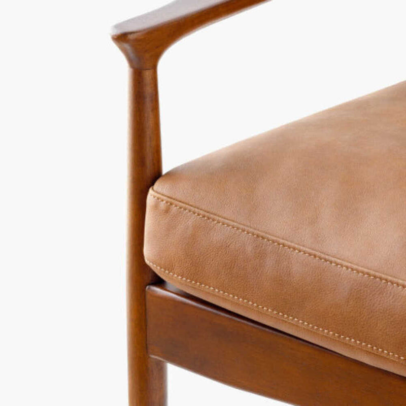 SURYA LEWISTON Luxury Brown Leather Accent Chair, 35" (SAK73811)