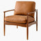 SURYA LEWISTON Luxury Brown Leather Accent Chair, 35" (SAK73811)