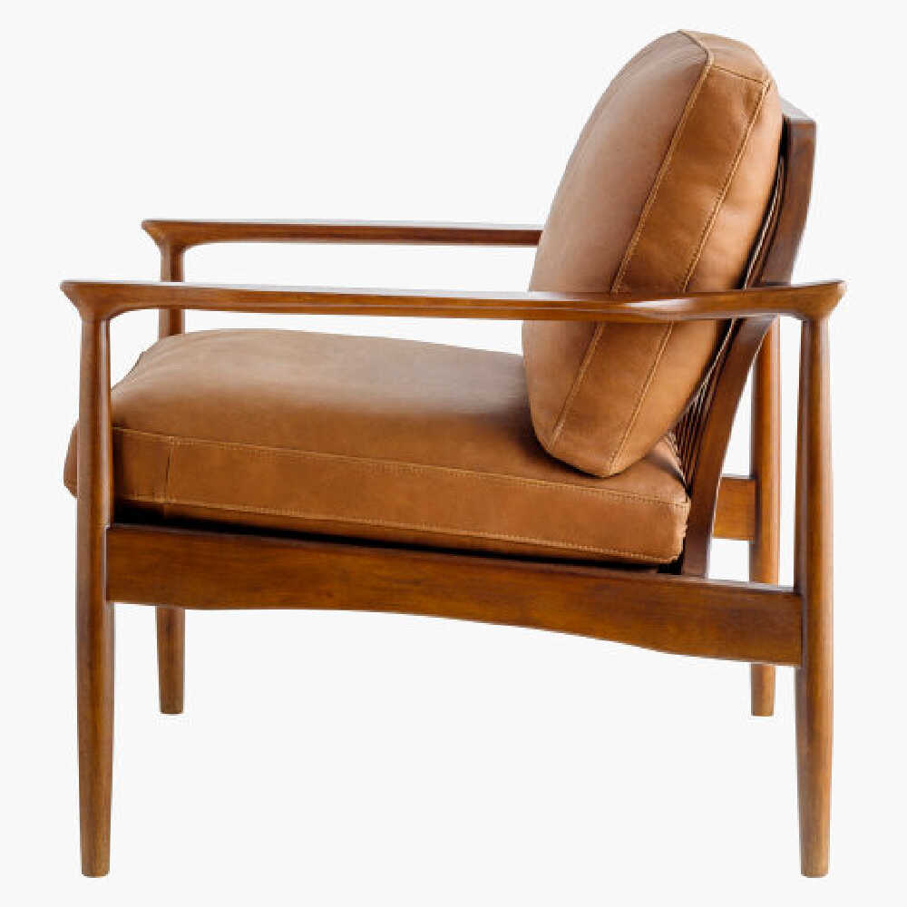 Surya Lewiston Luxury Brown Leather Accent Chair, 35" (SAK73811)