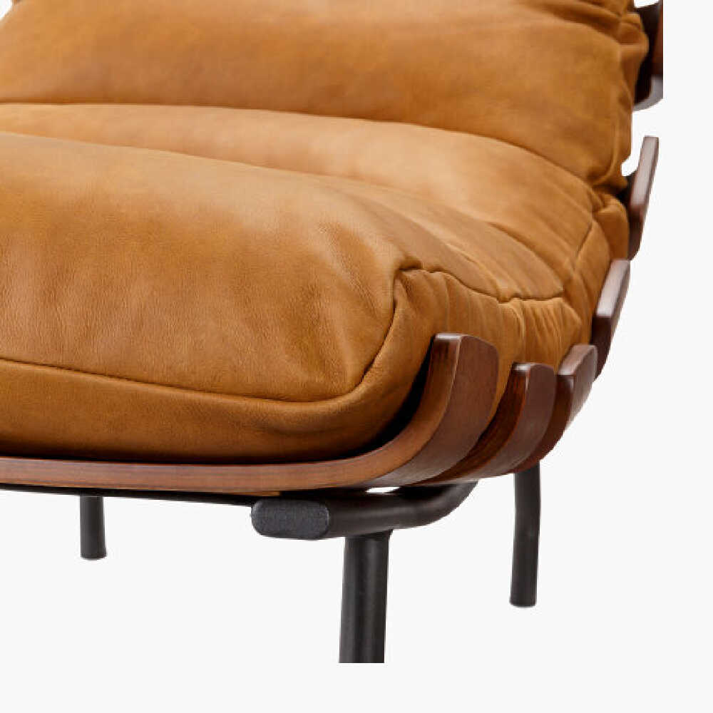 Surya Laval Modern Lounger With Black Lacquered Iron Base, 35" (SAK24752)