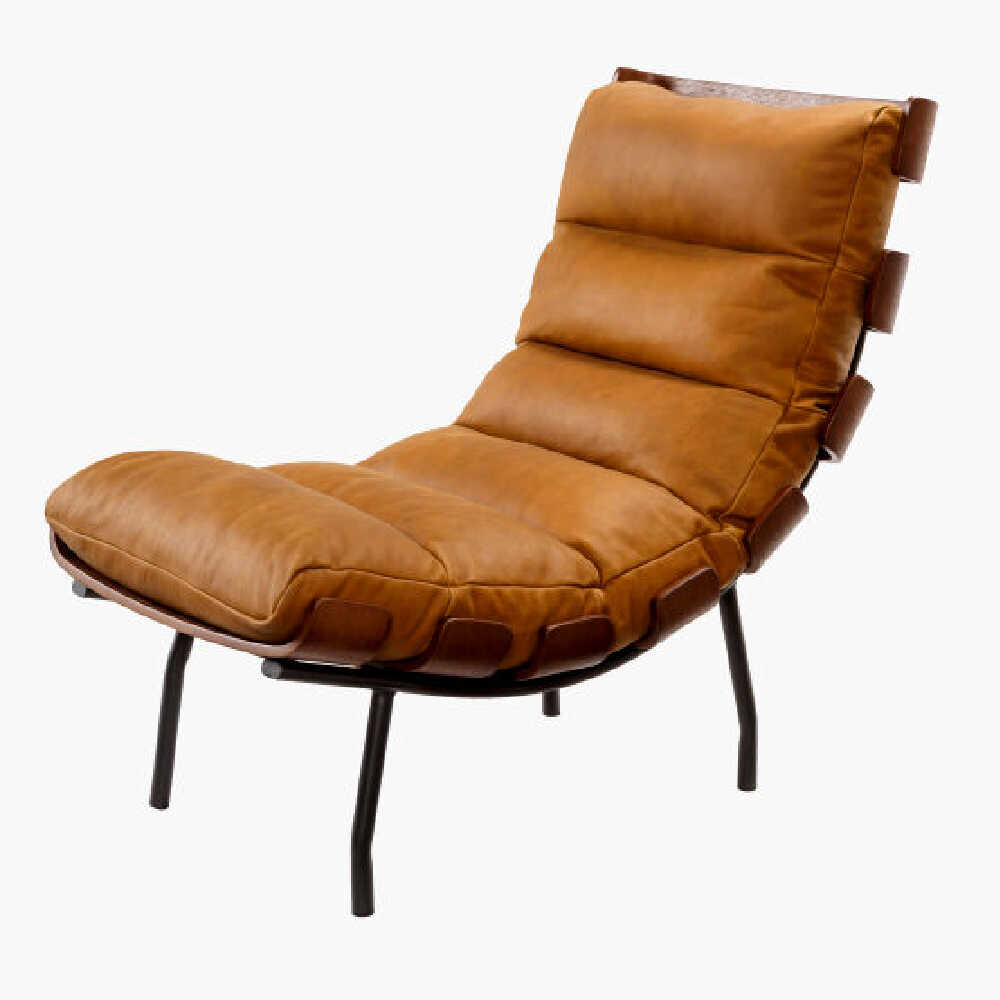 Surya Laval Modern Lounger With Black Lacquered Iron Base, 35" (SAK24752)