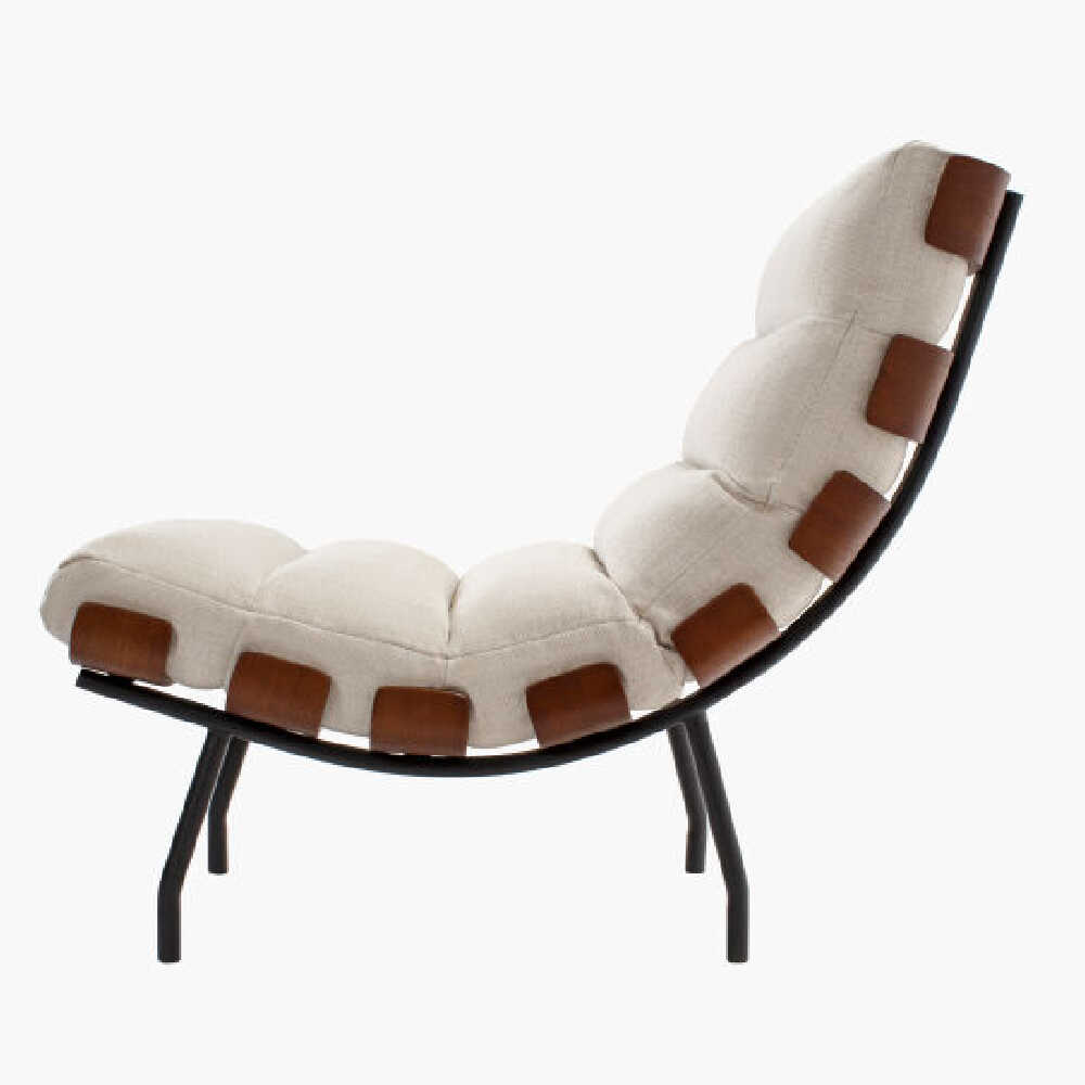 Surya Laval Modern Lounger With Black Lacquered Iron Base, 35" (SAK24752)