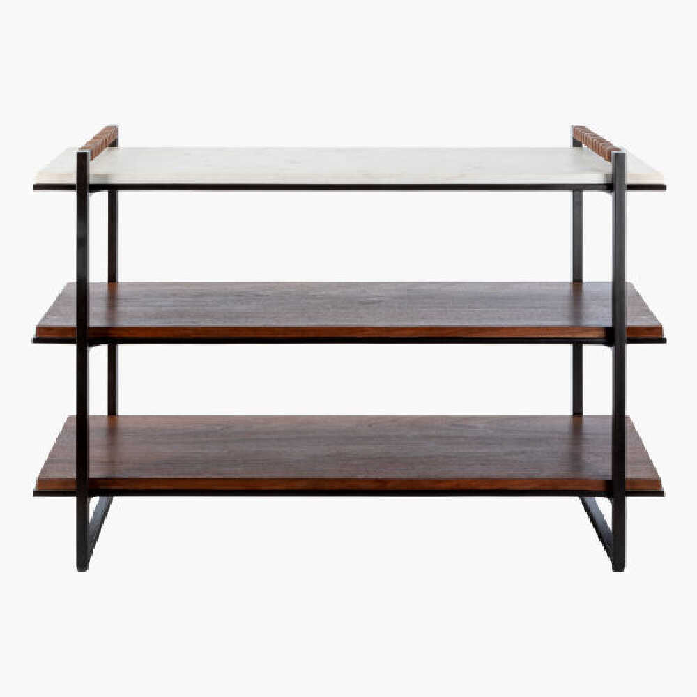 Surya Novelle Bookcase With Top White Polished Marble, 42" (SAK38617)