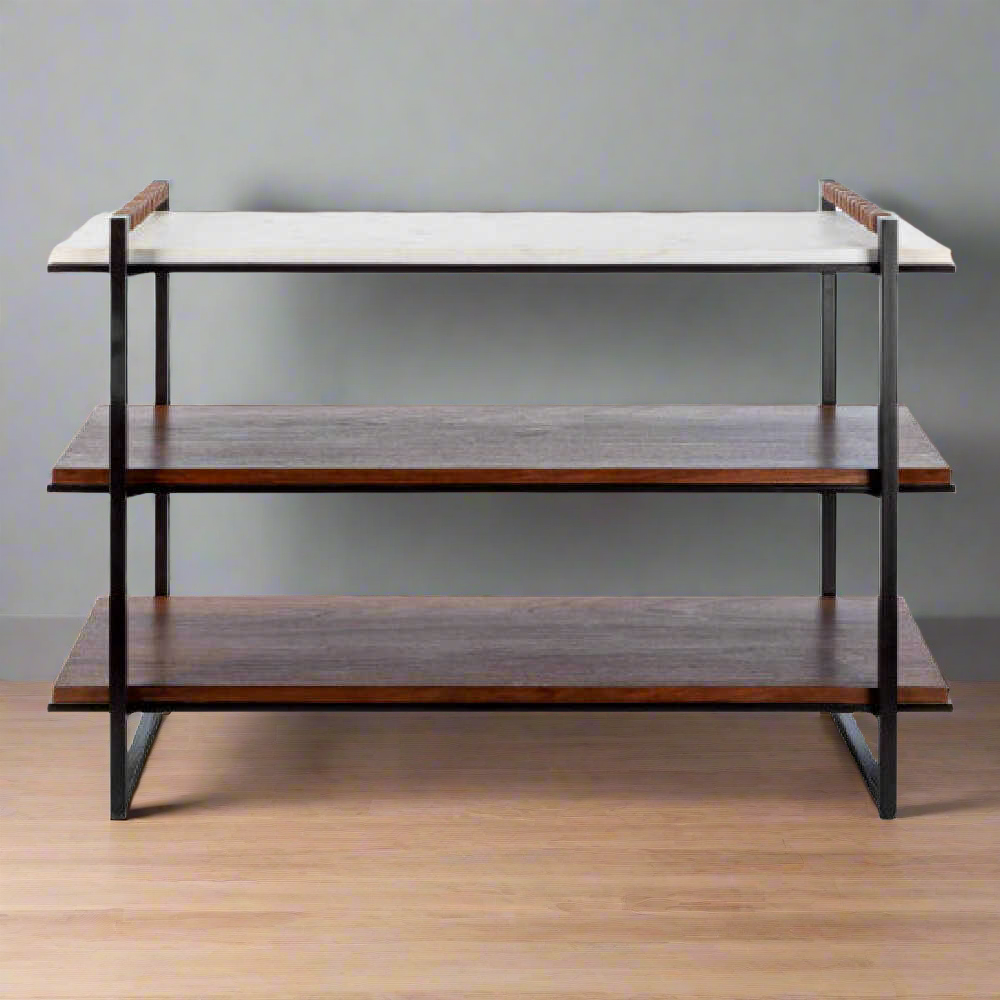 Surya Novelle Bookcase With Top White Polished Marble, 42" (SAK38617)