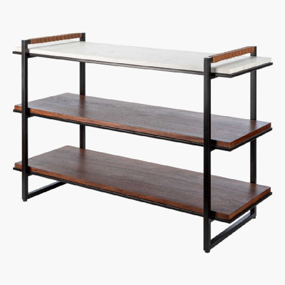 Surya Novelle Bookcase With Top White Polished Marble, 42" (SAK38617)