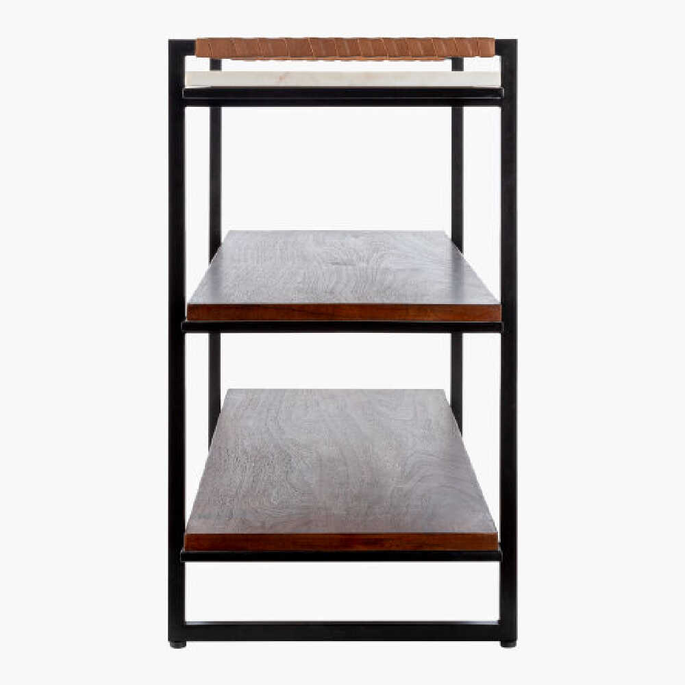 Surya Novelle Bookcase With Top White Polished Marble, 42" (SAK38617)