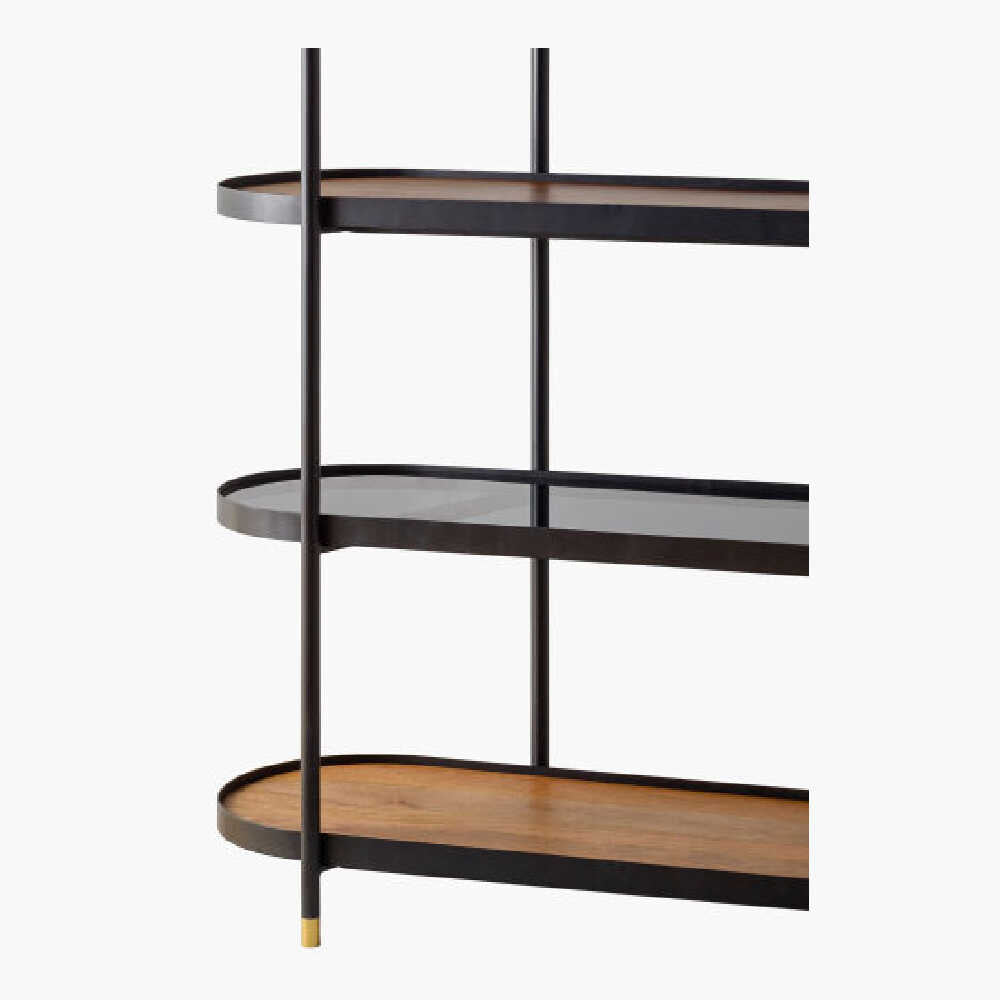 Surya Pearson Bookcase With Top Dark Brown Stained Mango Wood And Black Tinted Glass, 74" (SAK92864)