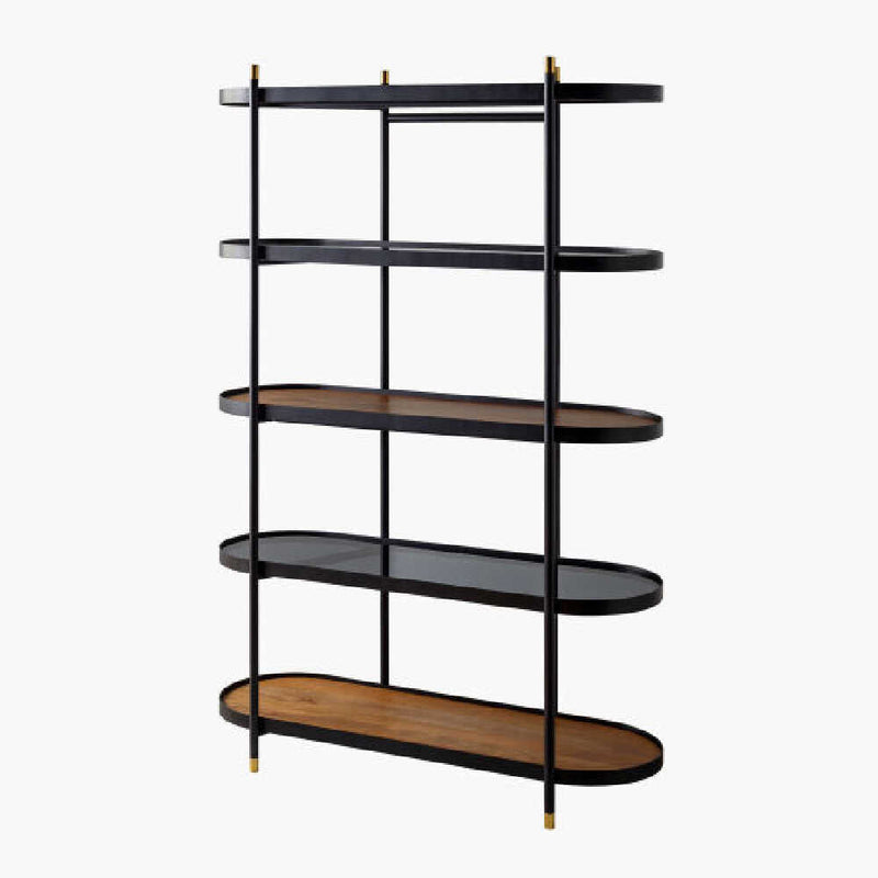 SURYA PEARSON Bookcase With Top Dark Brown Stained Mango Wood And Black Tinted Glass, 74" (SAK92864)