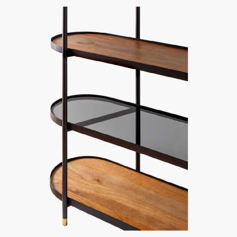 Surya Pearson Bookcase With Top Dark Brown Stained Mango Wood And Black Tinted Glass, 74" (SAK92864)