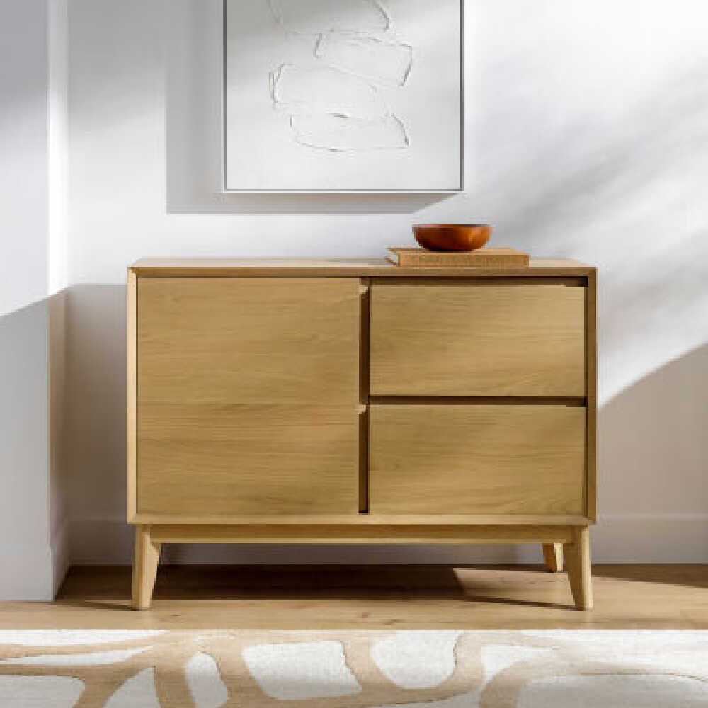 Surya Pryce Natural Oak Sideboard Cabinet For Dining And Living Rooms, 44" (SAK54117)