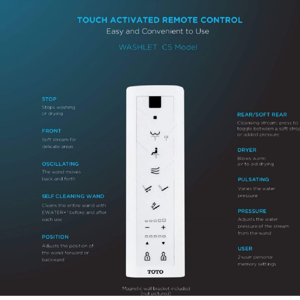 [SW3084T40#01] TOTO C5 Washlet Elongated Soft Close Bidet Seat (SAK84619) - Saksby Wholesale - Remote Control Details