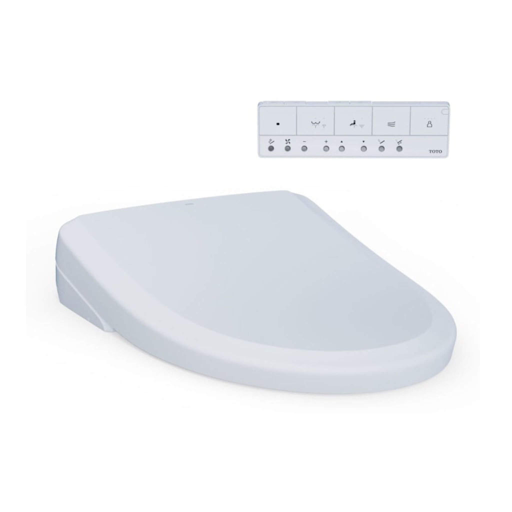 [SW4724] TOTO S7 Washlet Elongated Bidet Toilet Seat With EWater & Manual Classic/Contemporary Lid (SAK01836) - Saksby Wholesale - Lid and Remote View