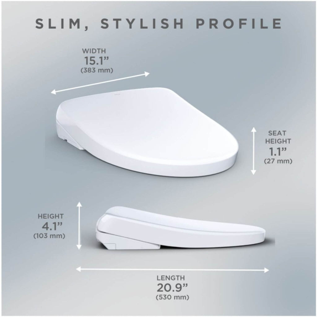 [SW4726] TOTO S7 Washlet Elongated Bidet Toilet Seat With EWater & Manual Classic/Contemporary Lid (SAK54821) - Saksby Wholesale - Lid Dimensions