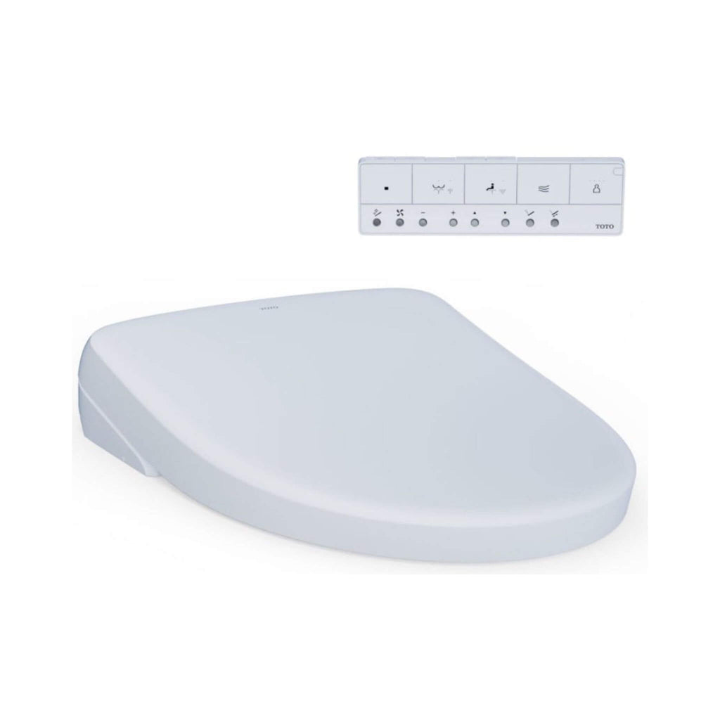 [SW4726] TOTO S7 Washlet Elongated Bidet Toilet Seat With EWater & Manual Classic/Contemporary Lid (SAK54821) - Saksby Wholesale - lid View With Remote
