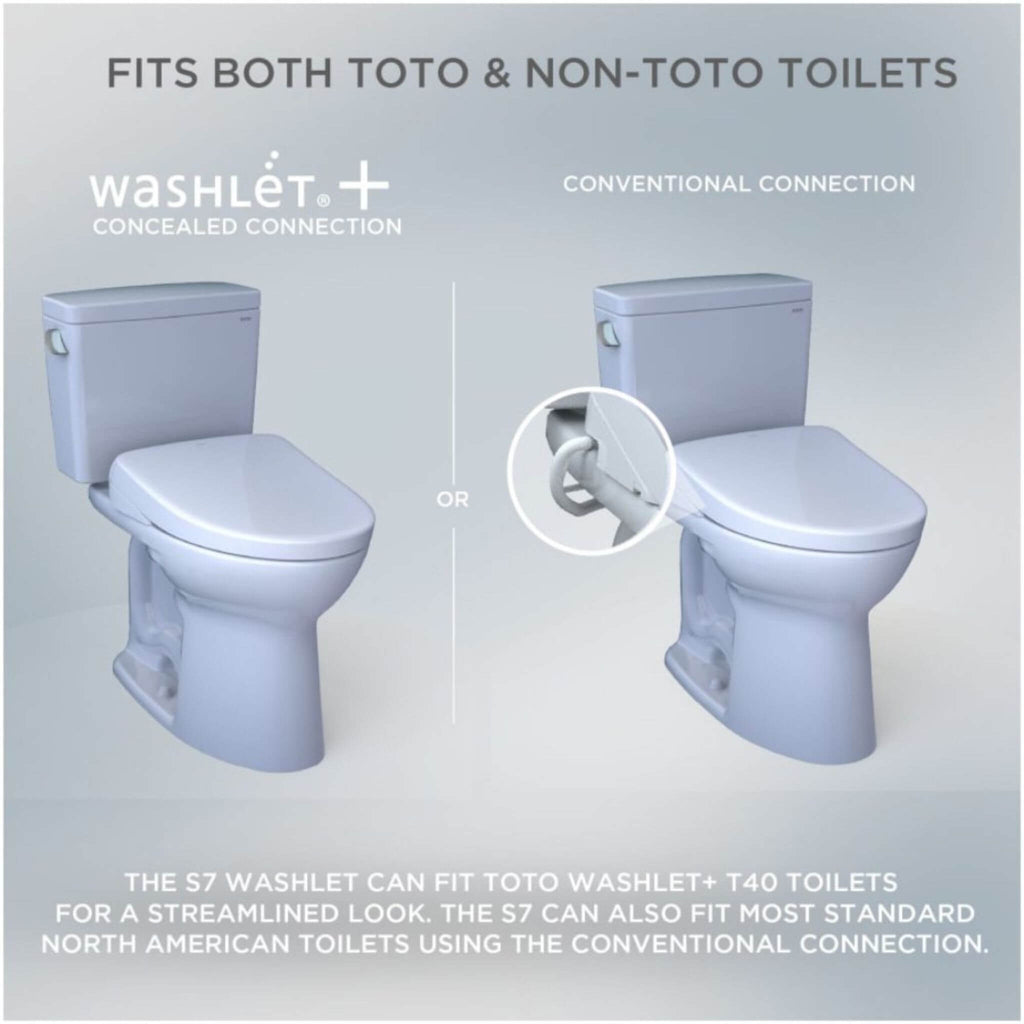 [SW4734AT40#01] TOTO S7A Washlet Elongated Bidet Toilet Seat With EWater And Classic Contemporary Lid (SAK29827) - Saksby Wholesale - Concealed Connection