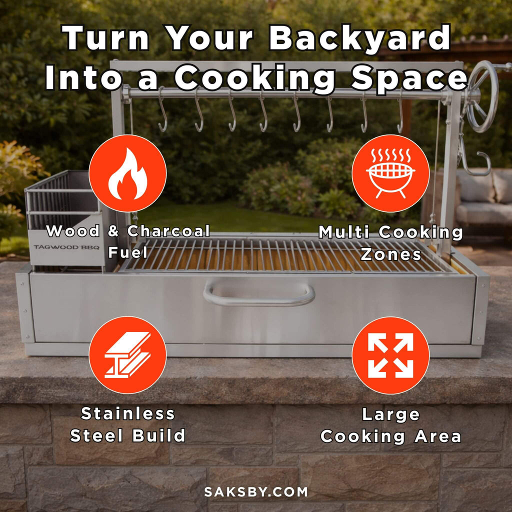Tagwood BBQ Argentine Santa Maria Wood Fire And Charcoal Grill [BBQ05SS] (SAK25816) - Saksby Wholesale - Features