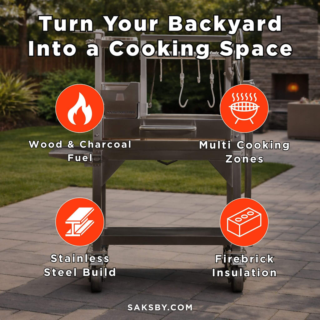 Tagwood BBQ Argentine Santa Maria Wood Fire & Charcoal Gaucho Grill, 91" [BBQ26SS] (SAK73645) - Saksby Wholesale - Features