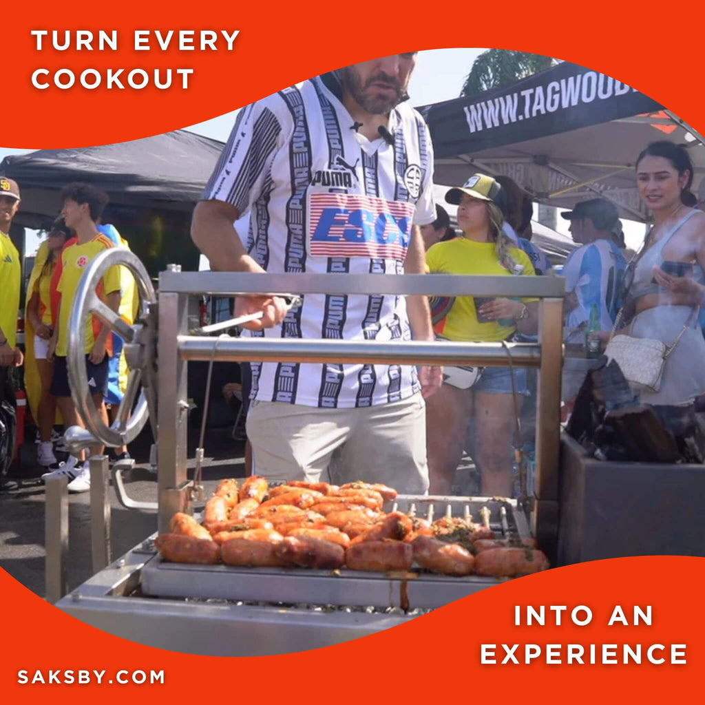 Tagwood BBQ Argentine Santa Maria Wood Fire & Charcoal Gaucho Grill, 91" [BBQ26SS] (SAK73645) - Saksby Wholesale - Lifestyle Image