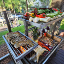 Tagwood BBQ Argentine Santa Maria Wood-Fire Charcoal Gaucho Grill BBQ06SS - SAK62378 - Lifestyle with Food on Rack