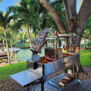 Tagwood BBQ Argentine Santa Maria Wood-Fire Charcoal Gaucho Grill BBQ06SS - SAK62378 - Lifestyle with Meat on Rack