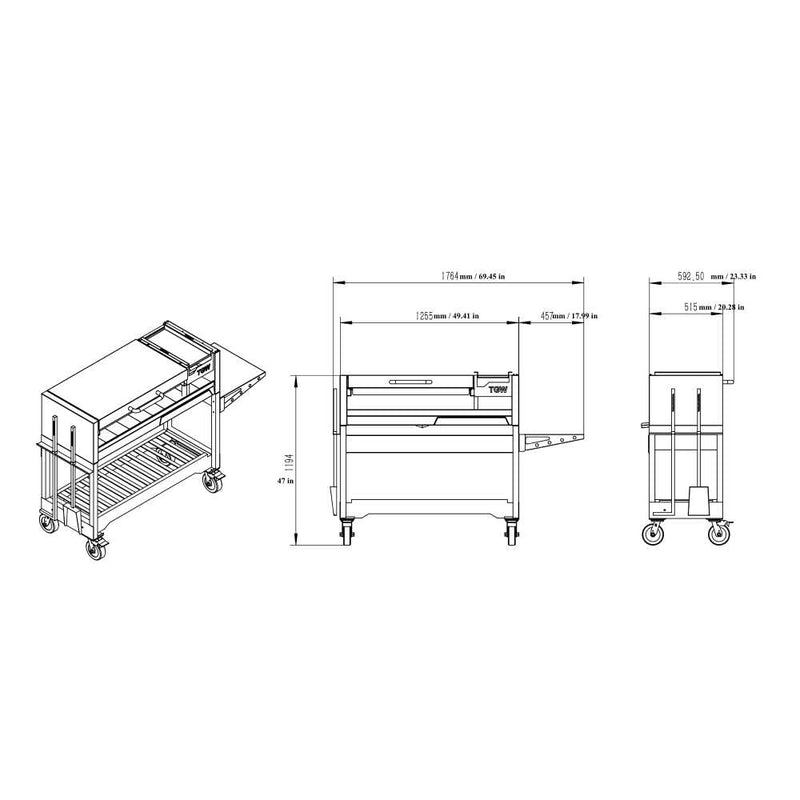 TAGWOOD BBQ Argentine Wood Fire And Charcoal Gaucho Grill With Side Table (SAK9522)-SAKSBY