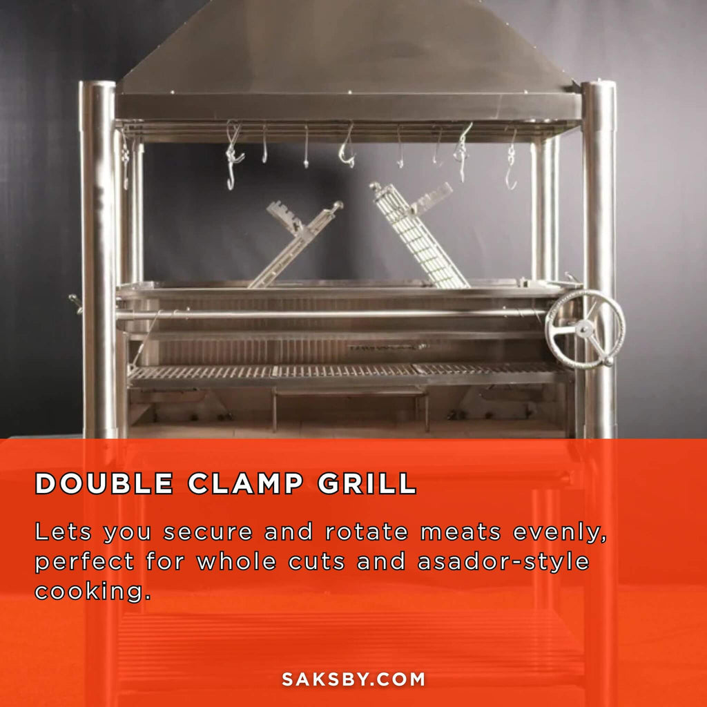 Tagwood BBQ XL Argentine Santa Maria Wood Fire & Charcoal Grill [BBQ22SS] (SAK48213) - Saksby Wholesale - Double Clamp Feature