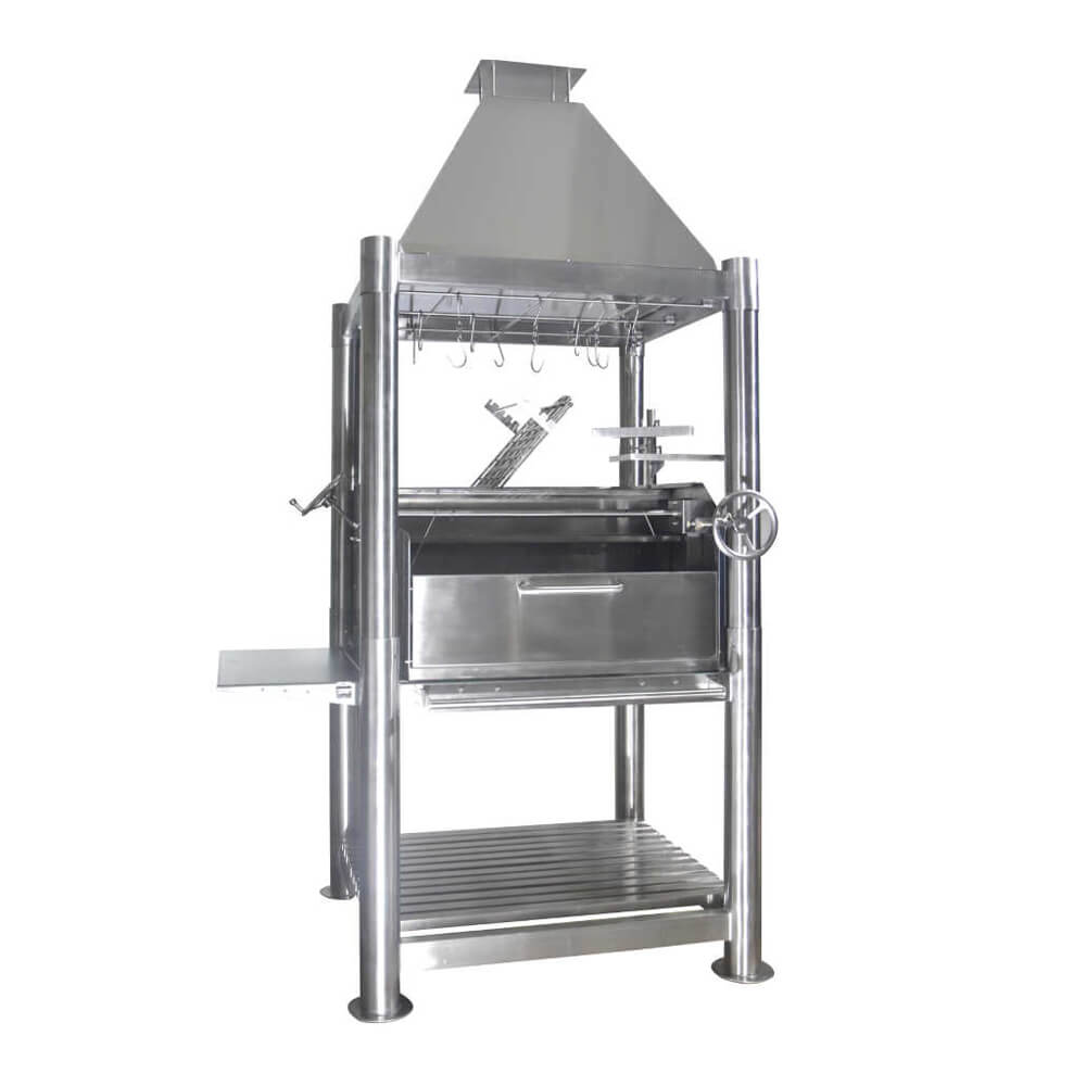 TAGWOOD BBQ02SS Stainless Steel BBQ Argentine Santa Maria Wood Fire And Charcoal Gaucho Grill With Firebricks (SAK38192)-SAKSBY