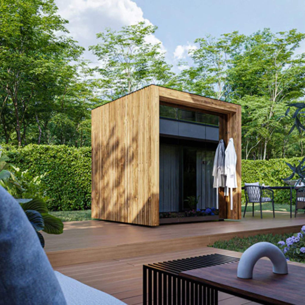 ThermaSol Fortis Fully Assembled 4 Person Outdoor Sauna Cabin [14-FORTIS] (SAK35896) - Saksby Wholesale -Lifestyle View