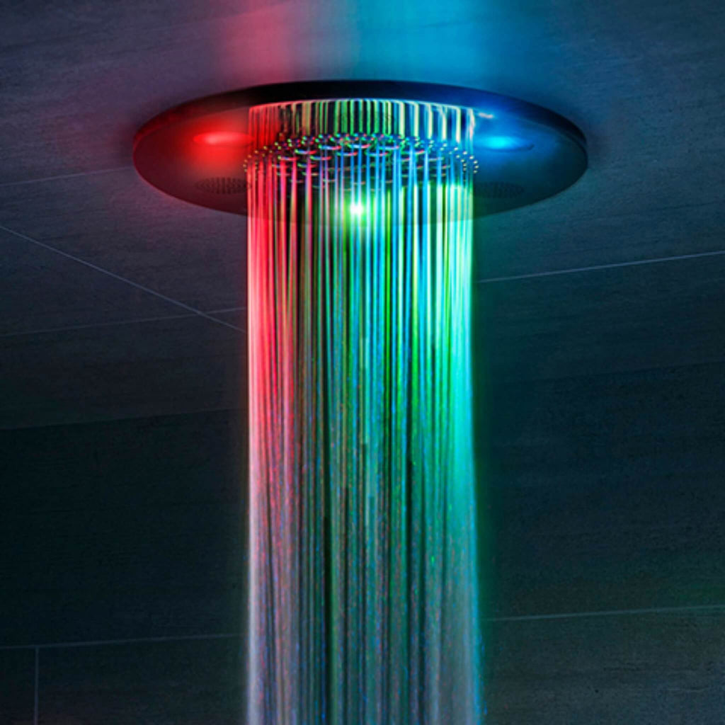 ThermaSol Serenity 10 Round Steam Shower Rainhead System With Light & Sound [SLSRRD-PN] (SAK14982) (SAK70519)) - Saksby Wholesale - Rainhead System View