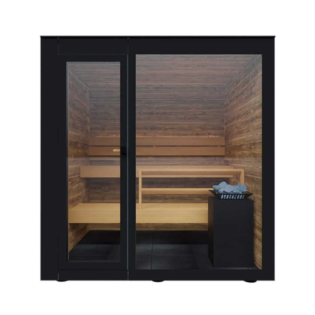 ThermaSol Spectra 4 Person Fully Assembled Outdoor Sauna Cabin [14-SPECTRA] (SAK46921) - Saksby Wholesale - Front View