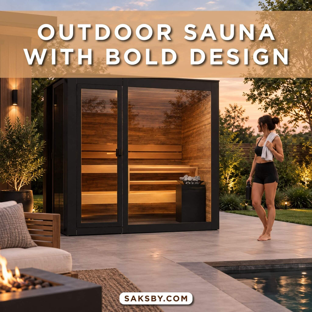 ThermaSol Spectra 4-Person Fully-Assembled Outdoor Sauna Cabin [Made-To-Order] [14-SPECTRA] (SAK46921)  - Saksby Wholesale -  Outdoor View
