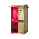 Thermora 1-Person Outdoor Weather-Resistant Traditional Wooden Steam Sauna Room (SAK71642) - Saksby Wholesale - Red Light Side VIew