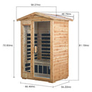 Thermora 2-Person Outdoor Infrared Sauna With Bluetooth Audio And LED Lighting (SAK28694) - Saksby Wholesale - Dimensions