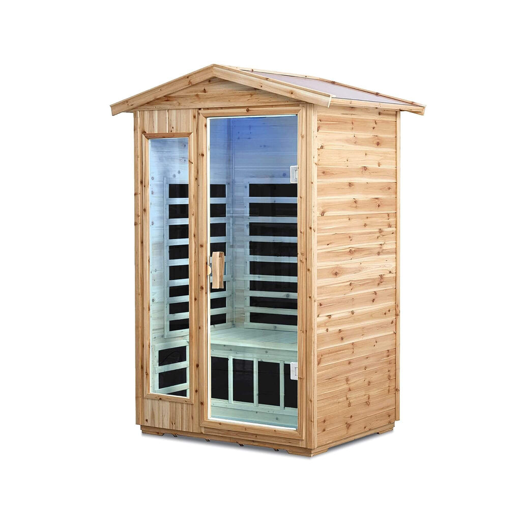 Thermora 2-Person Outdoor Infrared Sauna With Bluetooth Audio And LED Lighting (SAK28694) - Saksby Wholesale - Left Side View