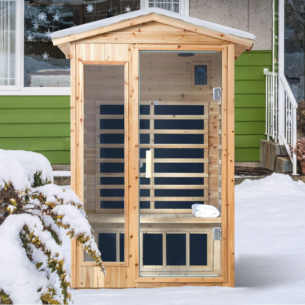 Thermora 2-Person Outdoor Infrared Sauna With Bluetooth Audio And LED Lighting (SAK28694) - Saksby Wholesale - Outdoor Lifestyle Image